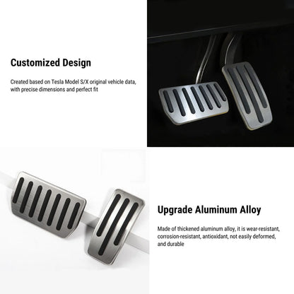 Stainless Steel Gas & Brake Pedal Covers for Tesla Model S/X (2017–2021) | Anti-Slip Performance Pedal Upgrade