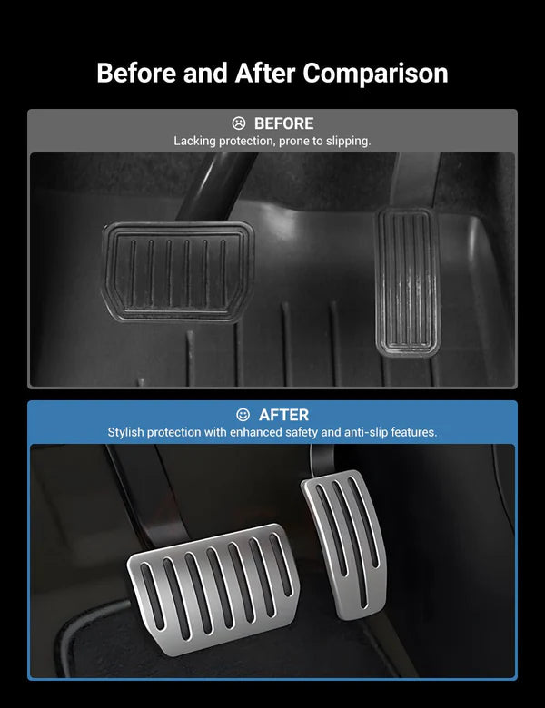 Stainless Steel Gas & Brake Pedal Covers for Tesla Model S/X (2017–2021) | Anti-Slip Performance Pedal Upgrade