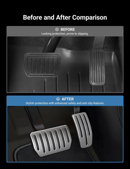 Stainless Steel Gas & Brake Pedal Covers for Tesla Model S/X (2017–2021) | Anti-Slip Performance Pedal Upgrade
