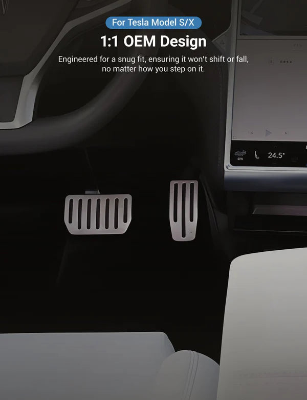 Stainless Steel Gas & Brake Pedal Covers for Tesla Model S/X (2017–2021) | Anti-Slip Performance Pedal Upgrade
