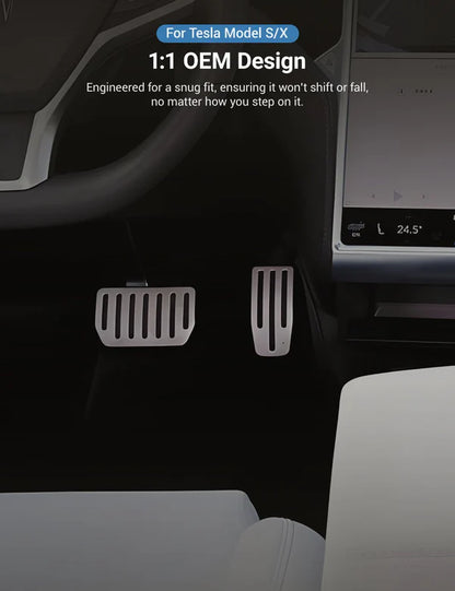 Stainless Steel Gas & Brake Pedal Covers for Tesla Model S/X (2017–2021) | Anti-Slip Performance Pedal Upgrade