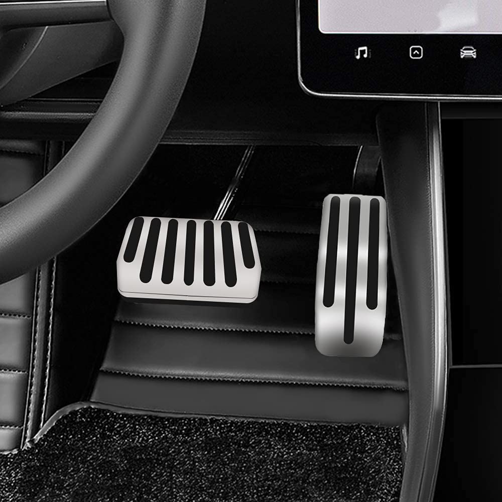 Stainless Steel Gas & Brake Pedal Covers for Tesla Model S/X (2017–2021) | Anti-Slip Performance Pedal Upgrade