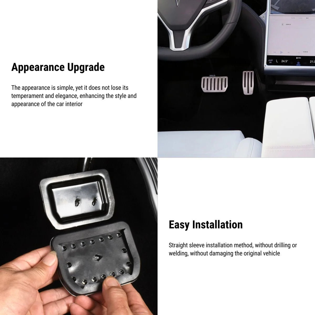 Stainless Steel Gas & Brake Pedal Covers for Tesla Model S/X (2017–2021) | Anti-Slip Performance Pedal Upgrade