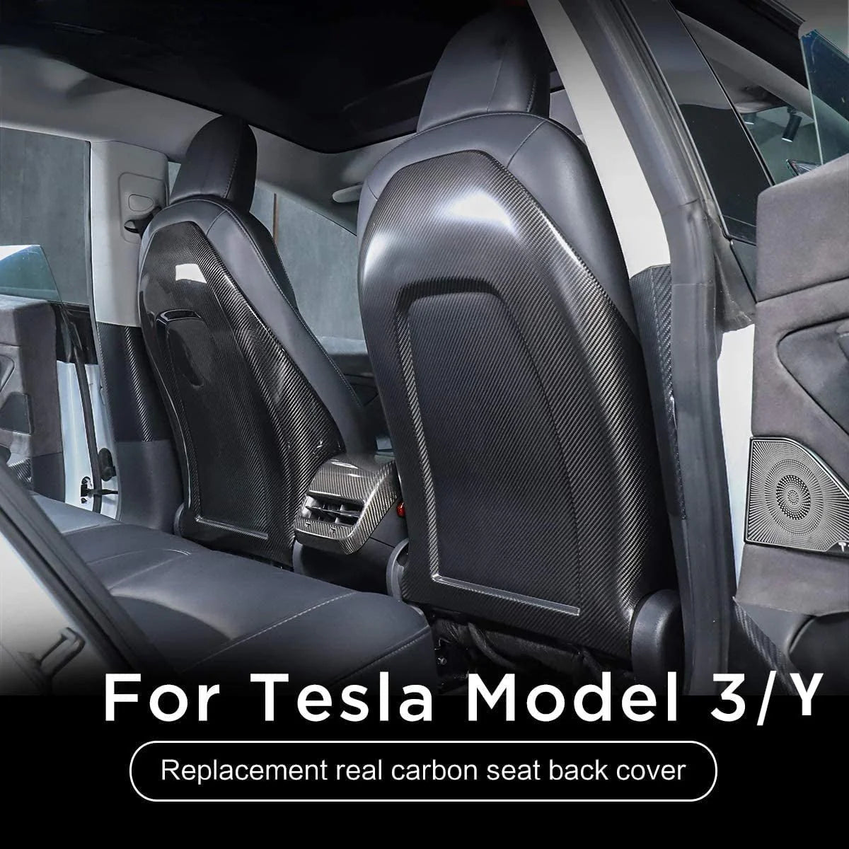 Full Back Seat Replacement for Tesla Model 3 & Model Y – Real Carbon Fiber Interior Upgrade