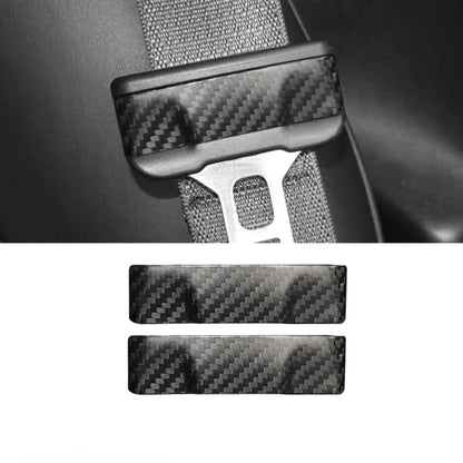 Tesla Model 3 / Model Y Carbon Fiber Seat Belt Buckle Cover Trim – 2PCS Interior Upgrade for Protection, Style & Comfort