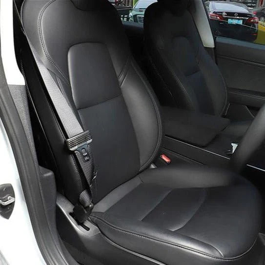 Tesla Model 3 / Model Y Carbon Fiber Seat Belt Buckle Cover Trim – 2PCS Interior Upgrade for Protection, Style & Comfort