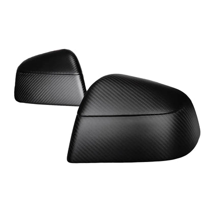 2017–Present Tesla Model 3 Side View Mirror Overlay Cap Covers – Juniper Refresh Style Model Y Design | Real Dry Molded Carbon Fiber (1 Pair)