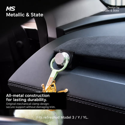 Tesla Model 3 & Model Y Metal Vent Hook with Phone Mount Options - English detail 1