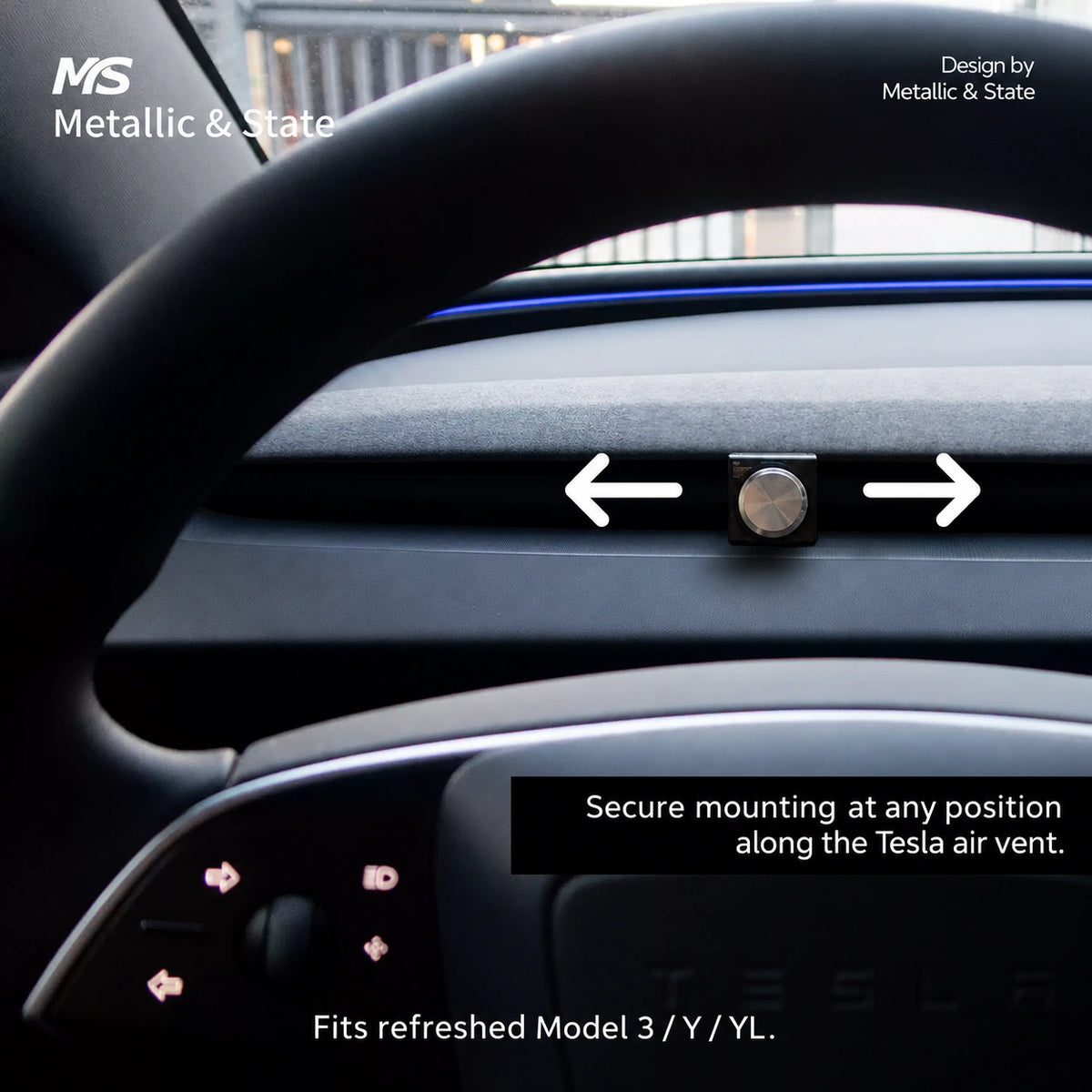 Tesla Model 3 & Model Y Metal Vent Hook with Phone Mount Options - English detail 5
