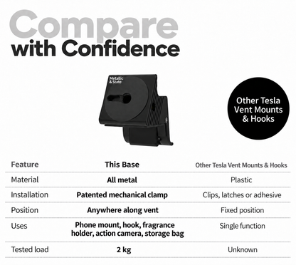 Tesla Model 3 & Model Y Metal Vent Hook with Phone Mount Options - English detail 6