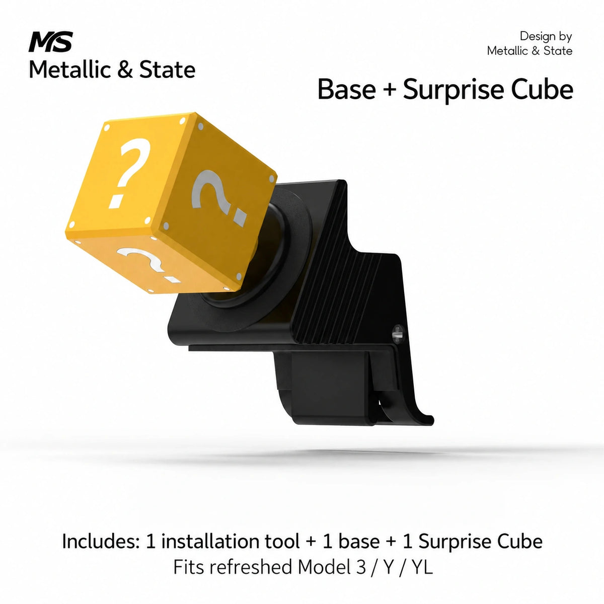 Tesla Model 3 & Model Y Yellow Surprise Cube Vent Hook & Mount - English detail 3