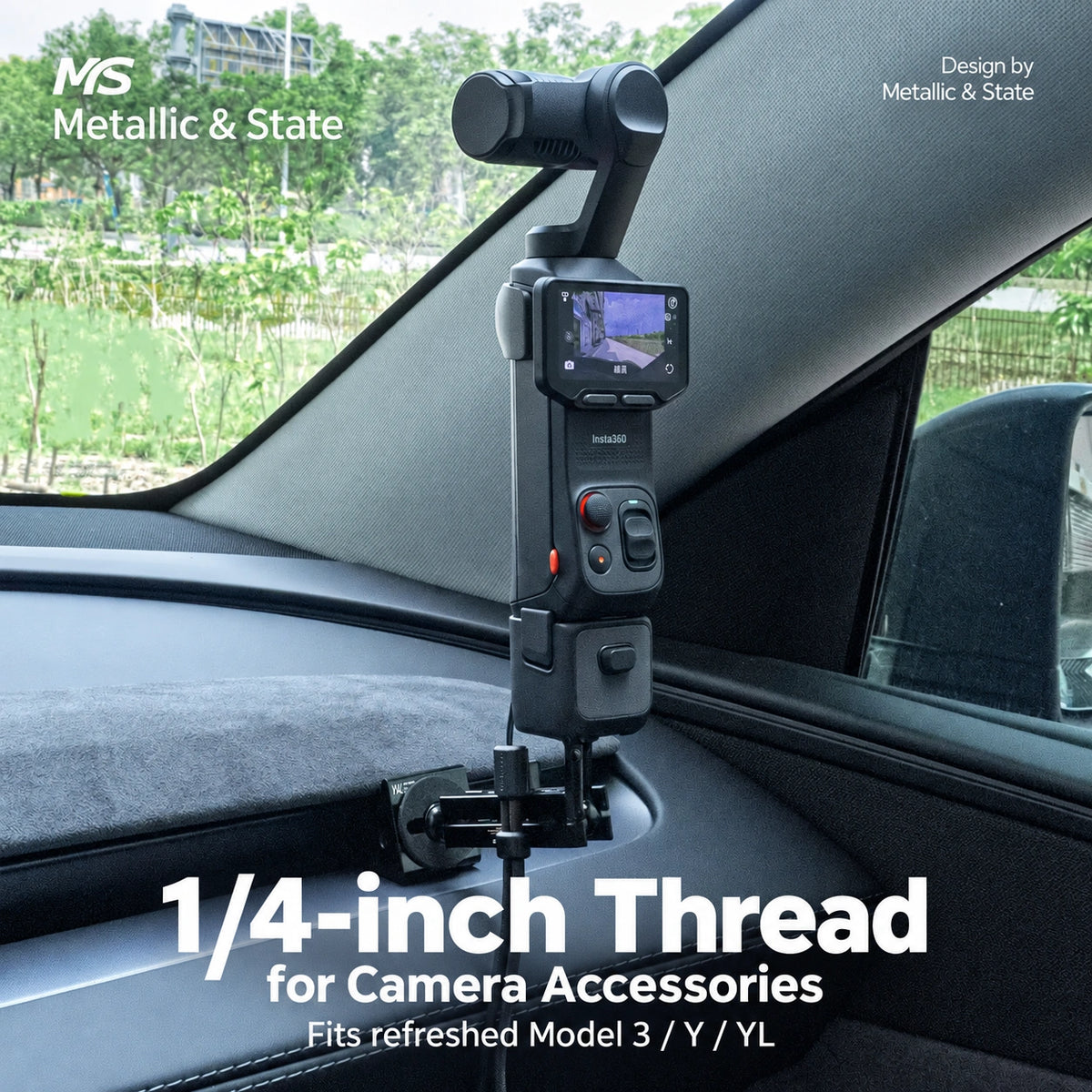 Tesla Model 3 & Model Y Adjustable Metal Phone & Camera Vent Mount - English detail 2