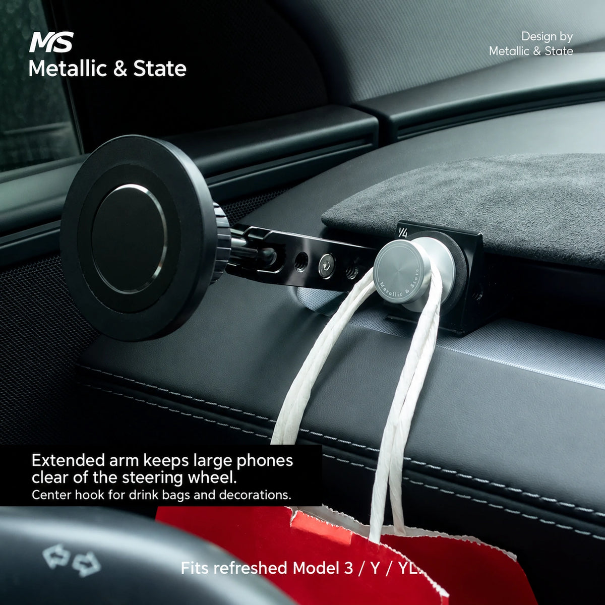 Tesla Model 3 & Model Y Adjustable Metal Phone & Camera Vent Mount - English detail 3