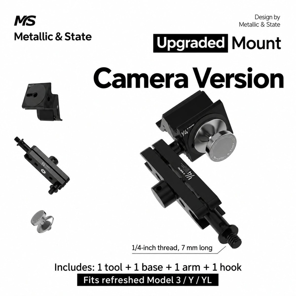 Tesla Model 3 & Model Y Adjustable Metal Phone & Camera Vent Mount - English detail 4