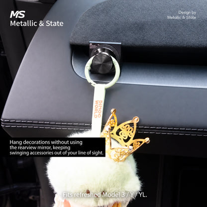 Tesla Model 3 & Model Y Black Aluminum Vent Hook & Organizer - English detail 1