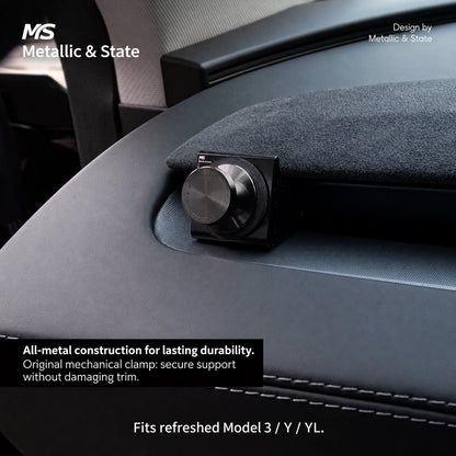 Tesla Model 3 & Model Y Black Aluminum Vent Hook & Organizer - English detail 3