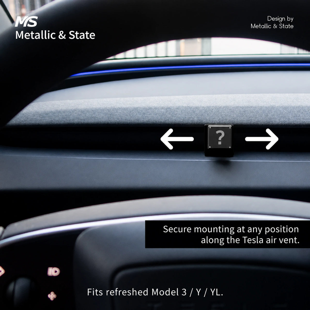Tesla Model 3 & Model Y Black Surprise Cube Vent Hook - English detail 1