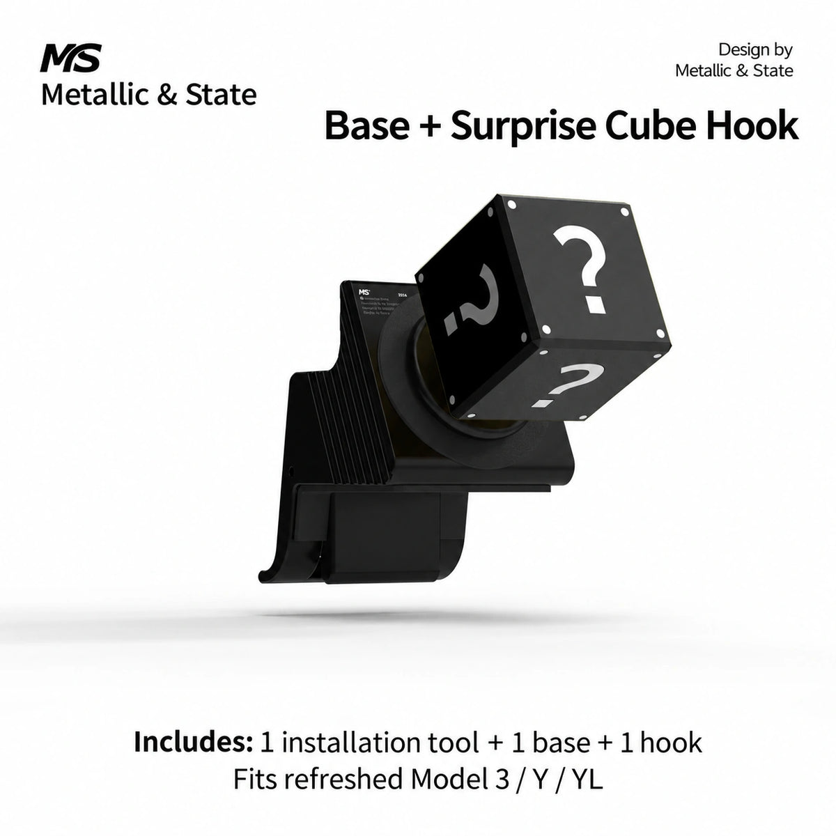 Tesla Model 3 & Model Y Black Surprise Cube Vent Hook - English detail 2