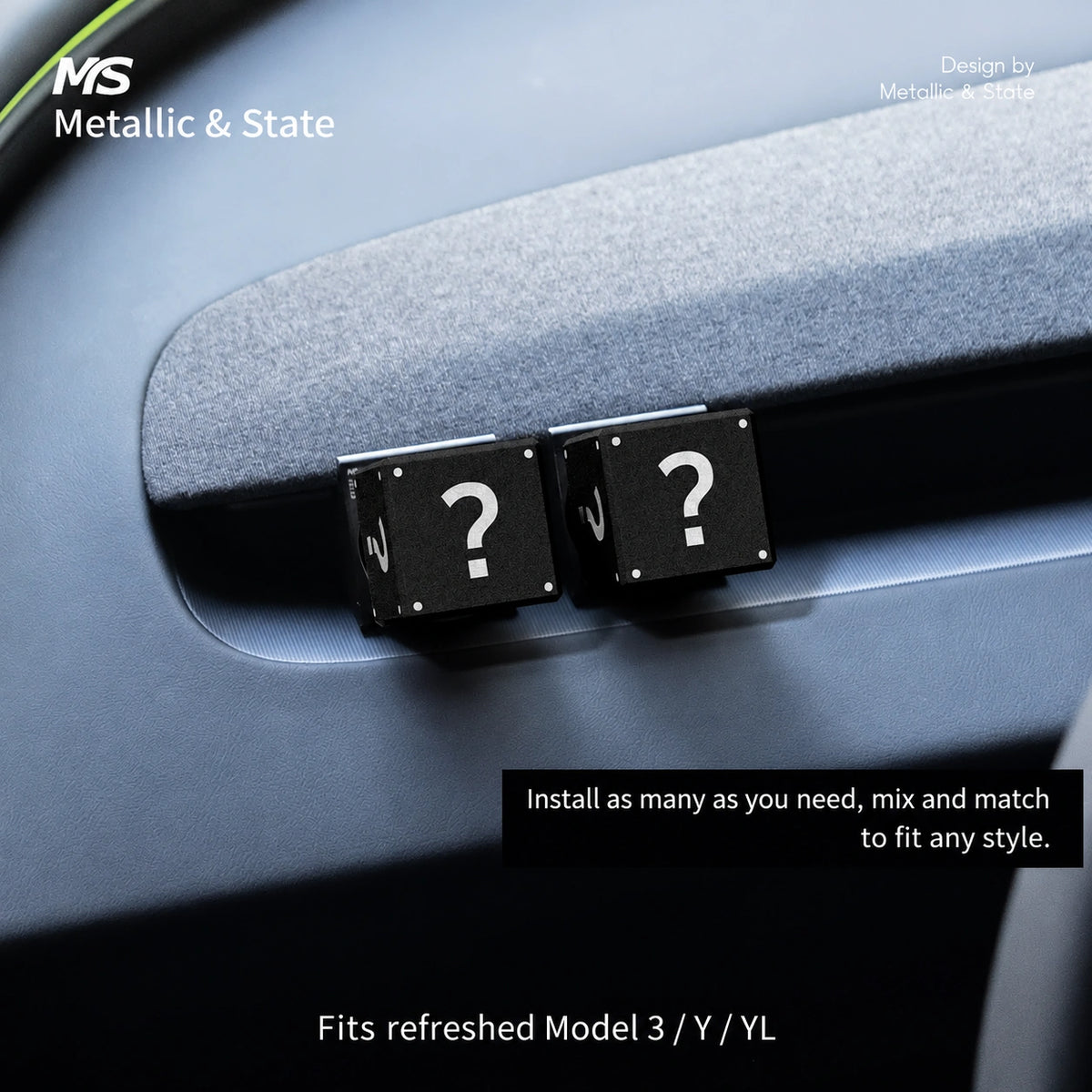 Tesla Model 3 & Model Y Black Surprise Cube Vent Hook - English detail 5