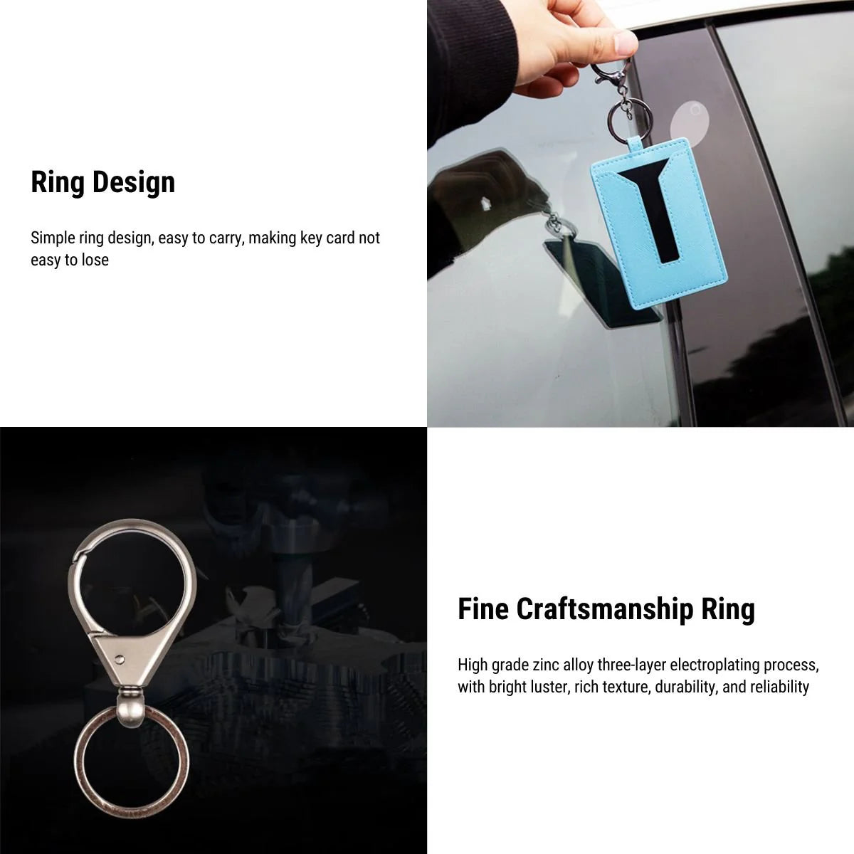 Non-Slip Leather Key Card Cover for Tesla | Slim Protective Tesla Key Card Holder with Key Ring