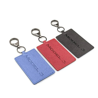 Non-Slip Leather Key Card Cover for Tesla | Slim Protective Tesla Key Card Holder with Key Ring