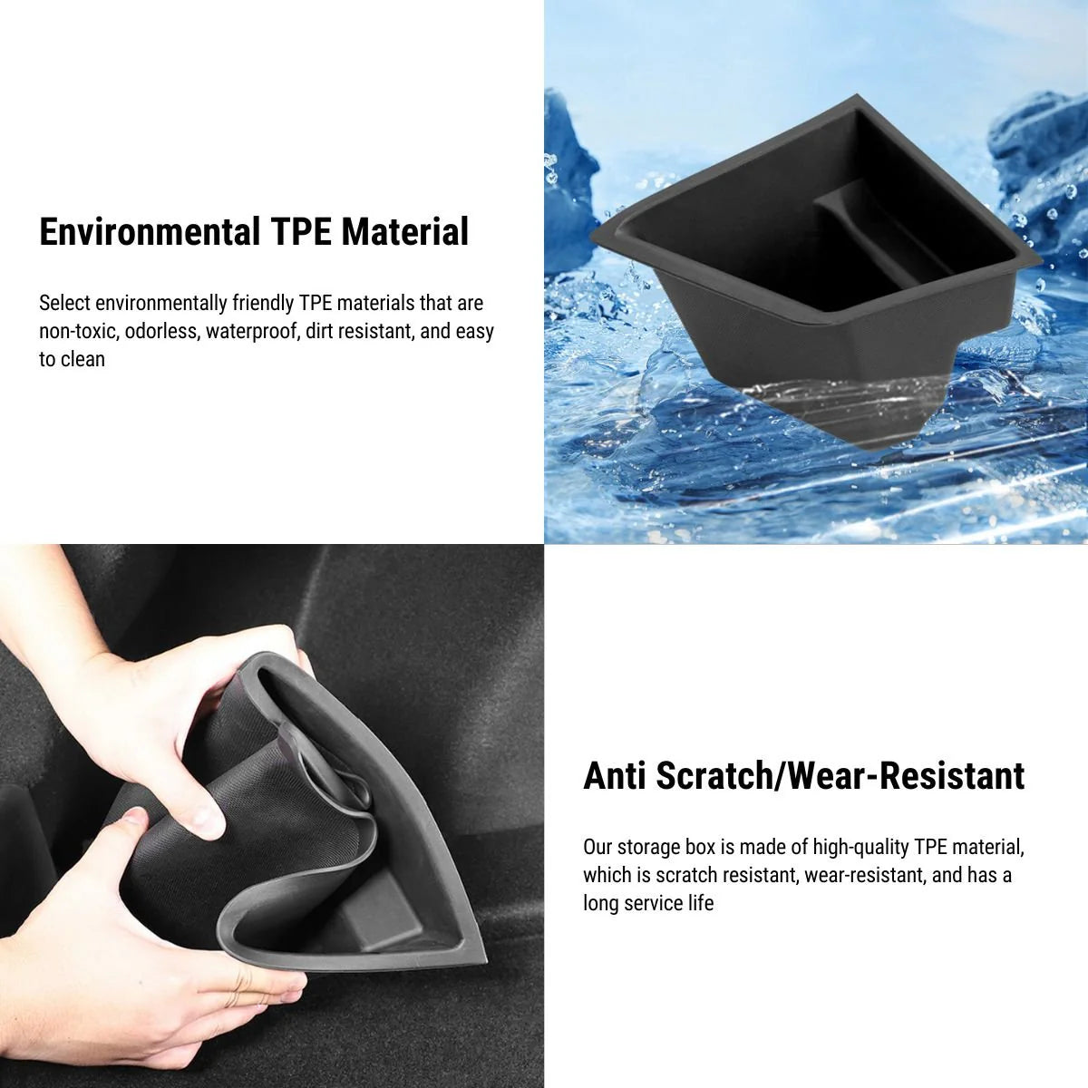 Left Side Trunk Organizer for Tesla Model 3 (2017–2023) – OEM-Fit TPE Storage Box with Flocked Cover