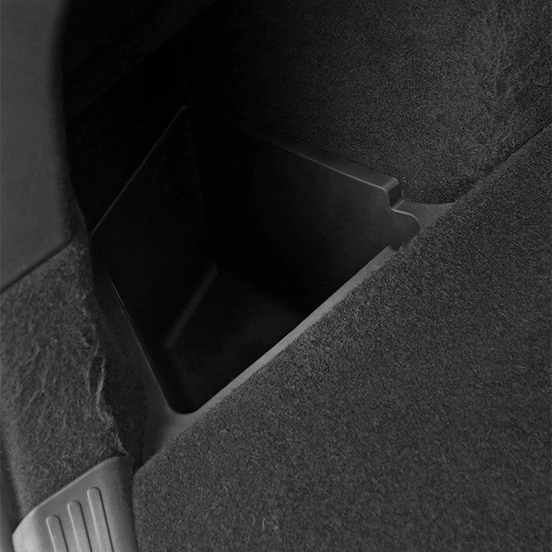 Original Fit Trunk Side Storage Box Set for Tesla Model Y (Left & Right) | Durable TPE Waterproof Organizers with Flocked Lids