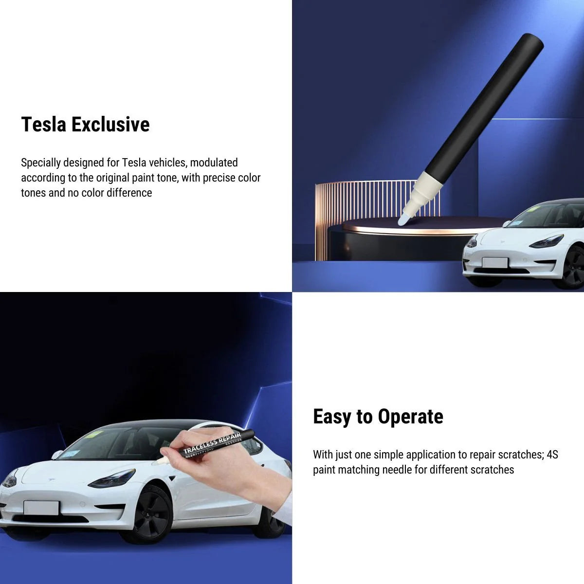 Tesla car touch up paint pen Scratch & Paint Repair Kit for Model 3, Model Y, Model S, Model X – Fast-Dry Touch-Up Pen with Scratch Removal Tools