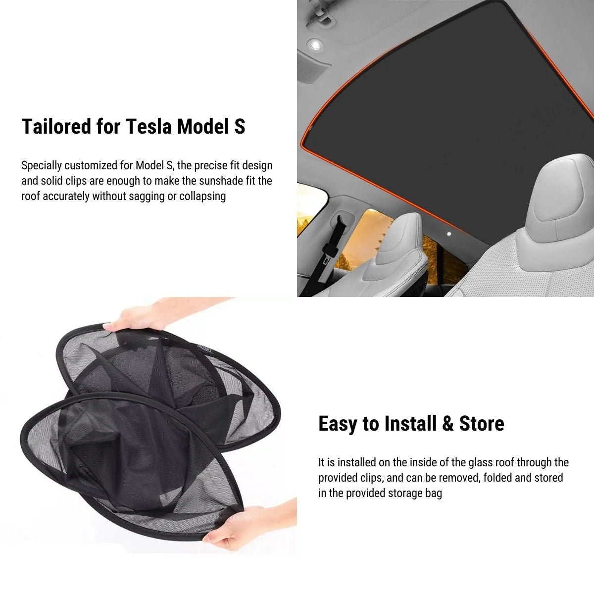 Panoramic Sunroof Sunshade for Tesla Model S – UV Protection, Heat Insulation & Easy Installation