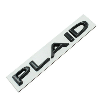 Plaid Letter Logo Alloy Emblem Sticker for Tesla Model 3, Model Y, Model S, Model X – 3M Adhesive, Durable Metal Badge