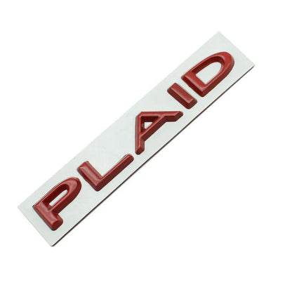 Plaid Letter Logo Alloy Emblem Sticker for Tesla Model 3, Model Y, Model S, Model X – 3M Adhesive, Durable Metal Badge