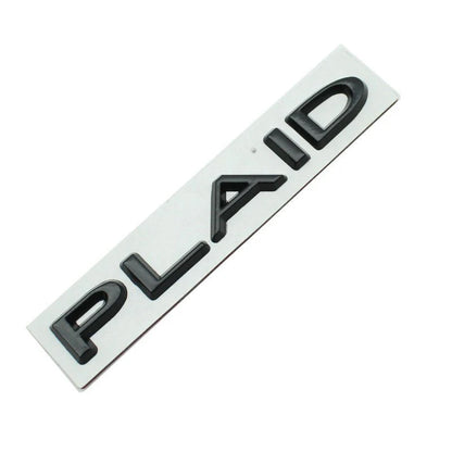 Plaid Letter Logo Alloy Emblem Sticker for Tesla Model 3, Model Y, Model S, Model X – 3M Adhesive, Durable Metal Badge