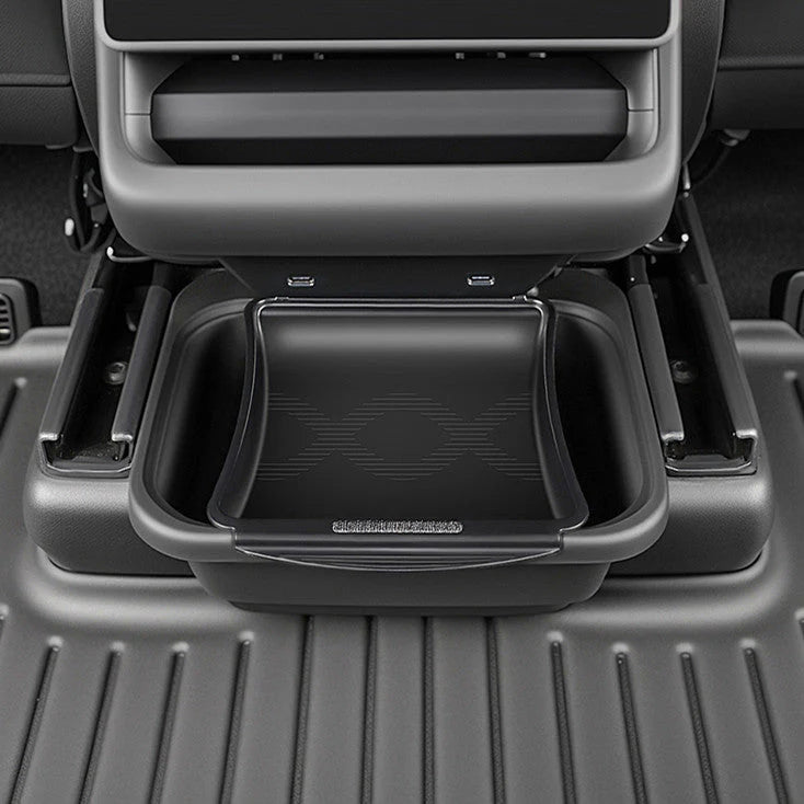 Rear Center Console Organizer for Tesla Model Y Juniper (Custom-Fit ABS | Magnetic Flip-Cover | Gap-Filling Design)