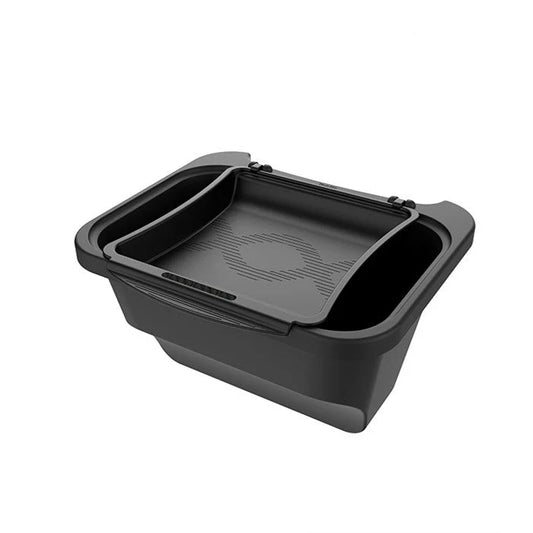 Rear Center Console Organizer for Tesla Model Y Juniper (Custom-Fit ABS | Magnetic Flip-Cover | Gap-Filling Design)