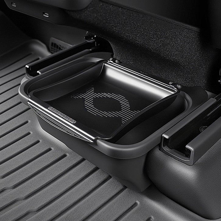 Rear Center Console Organizer for Tesla Model Y Juniper (Custom-Fit ABS | Magnetic Flip-Cover | Gap-Filling Design)