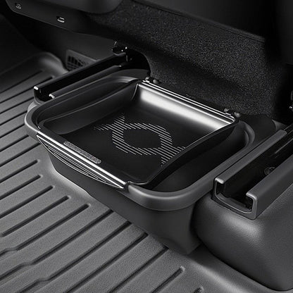 Rear Center Console Organizer for Tesla Model Y Juniper (Custom-Fit ABS | Magnetic Flip-Cover | Gap-Filling Design)