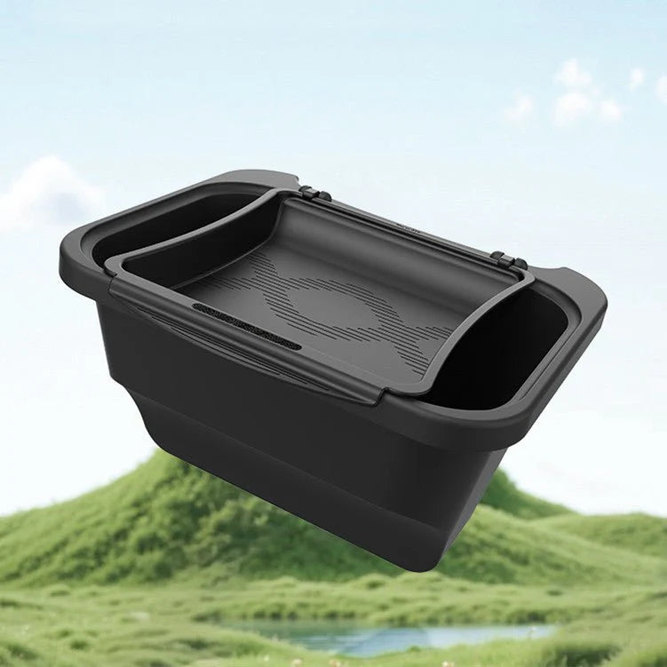 Rear Center Console Organizer for Tesla Model Y Juniper (Custom-Fit ABS | Magnetic Flip-Cover | Gap-Filling Design)