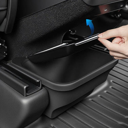 Rear Center Console Organizer for Tesla Model Y Juniper (Custom-Fit ABS | Magnetic Flip-Cover | Gap-Filling Design)