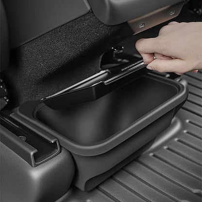 Rear Center Console Organizer for Tesla Model Y Juniper (Custom-Fit ABS | Magnetic Flip-Cover | Gap-Filling Design)