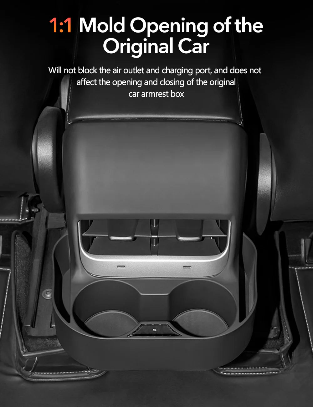 Rear Air Vent Cup Holder & Storage Organizer for Tesla Model 3 (2020–2023.10) & Model Y (2017–2024)