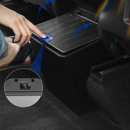 Rear Center Console Organizer for Tesla Model Y (2020–2024) | TPE Storage Box with Anti-Slip Lid