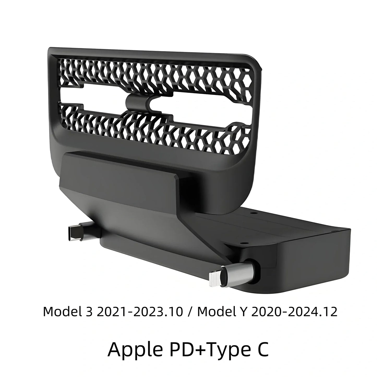 Rear Central Control Air Vent Expansion Dock with Dual 27W Fast Charging for Tesla Model 3 & Model Y (2021–2024)