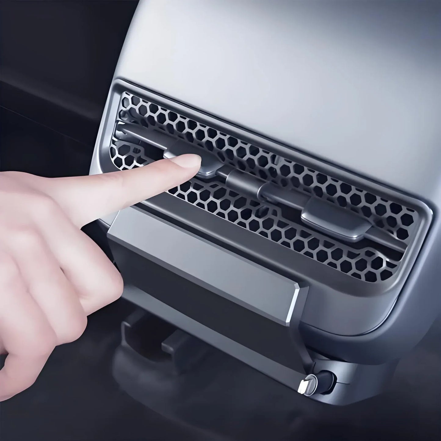 Rear Central Control Air Vent Expansion Dock with Dual 27W Fast Charging for Tesla Model 3 & Model Y (2021–2024)