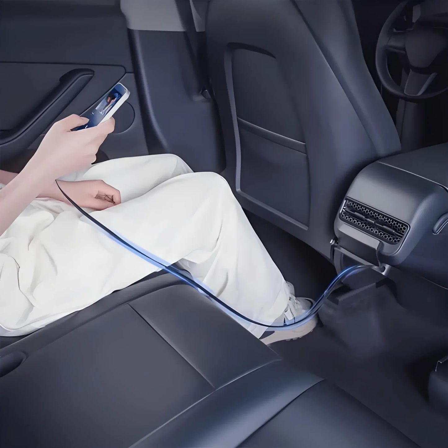 Rear Central Control Air Vent Expansion Dock with Dual 27W Fast Charging for Tesla Model 3 & Model Y (2021–2024)