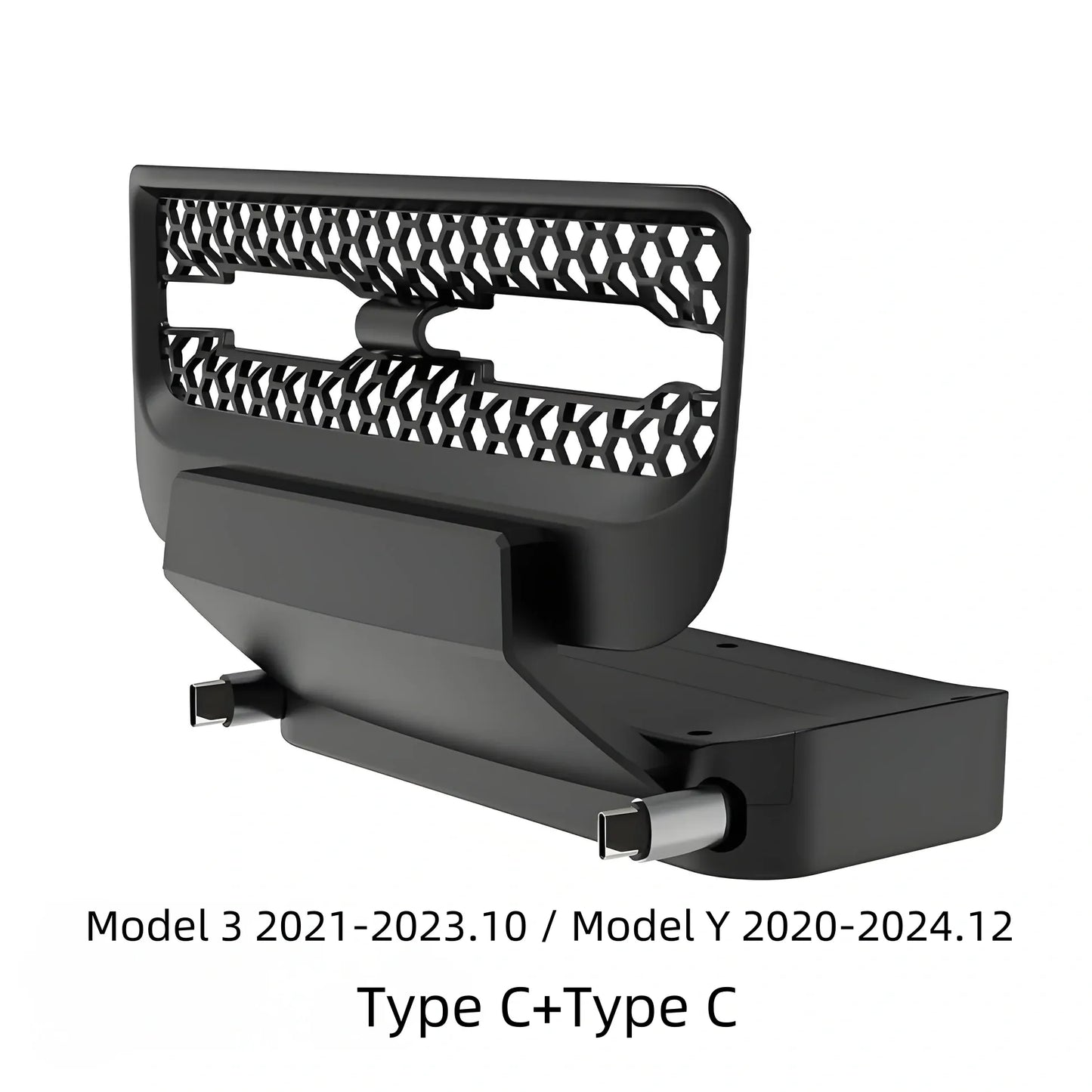 Rear Central Control Air Vent Expansion Dock with Dual 27W Fast Charging for Tesla Model 3 & Model Y (2021–2024)