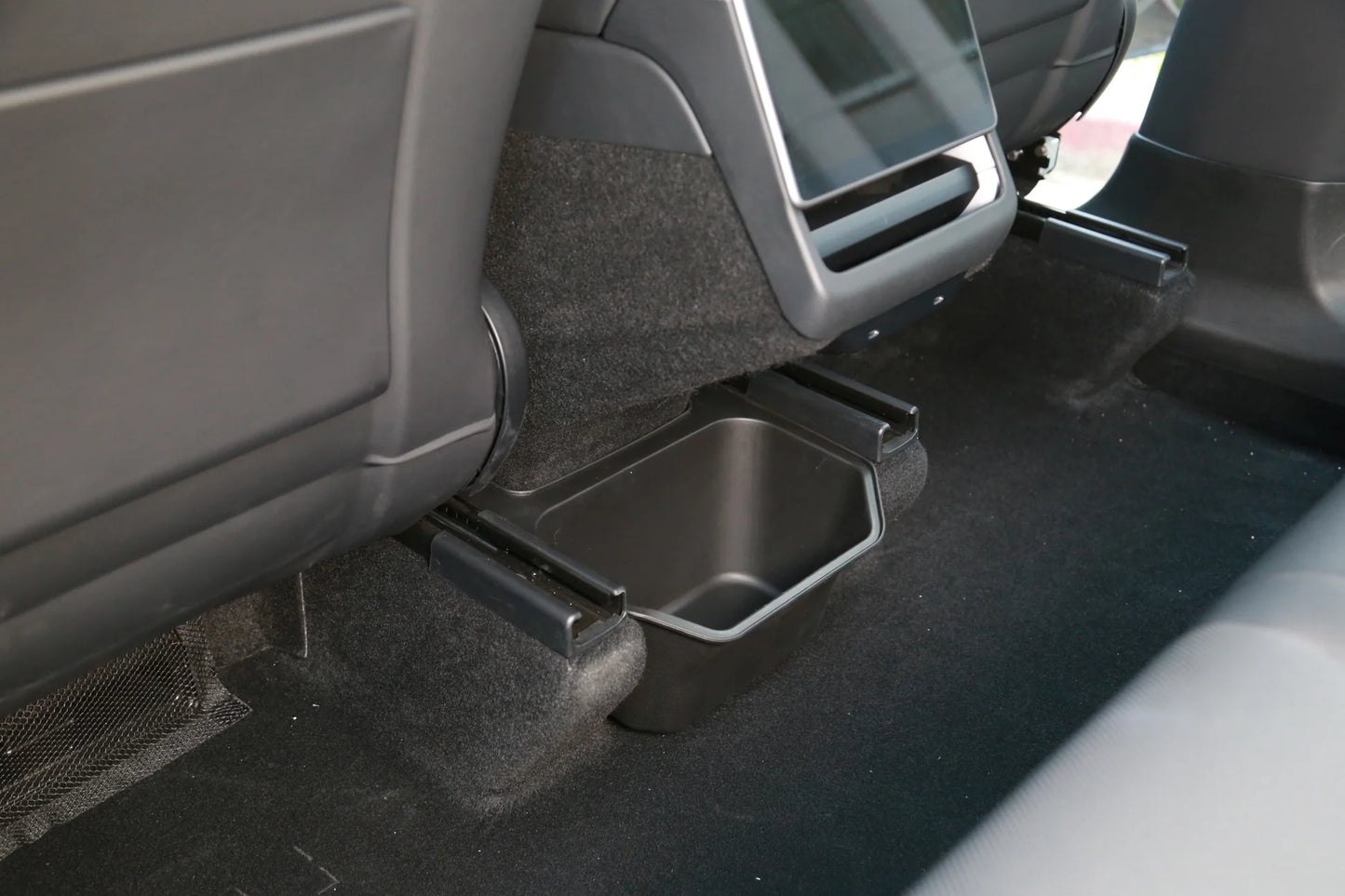 Rear Middle Storage Box for Tesla Model Y Juniper | Custom-Fit Rear Center Console Organizer with Waterproof Detachable Box & Noise-Reducing Flocked ABS