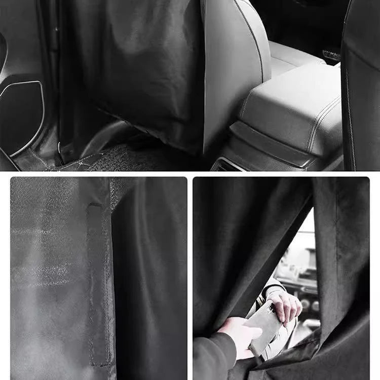 Tesla Rear Privacy Divider Curtain for Model 3 Model Y Model S Model X – Soft Suede Retractable Cabin Privacy Screen with Velcro Design