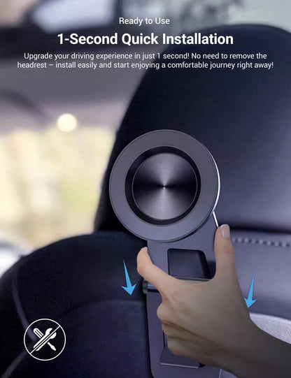 Rear Seat Magnetic Tablet & Phone Holder for Tesla Model 3 / Model S (Clip-In, 360° Rotatable)