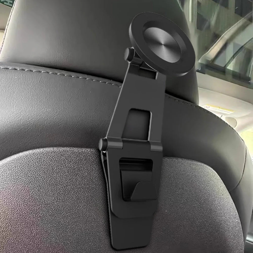 Rear Seat Magnetic Tablet & Phone Holder for Tesla Model 3 / Model S (Clip-In, 360° Rotatable)