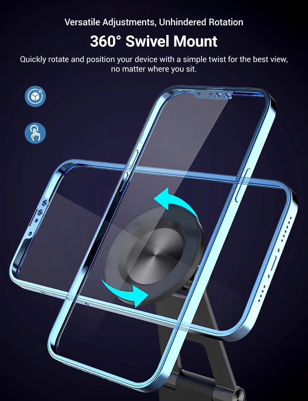 Rear Seat Magnetic Tablet & Phone Holder for Tesla Model 3 / Model S (Clip-In, 360° Rotatable)